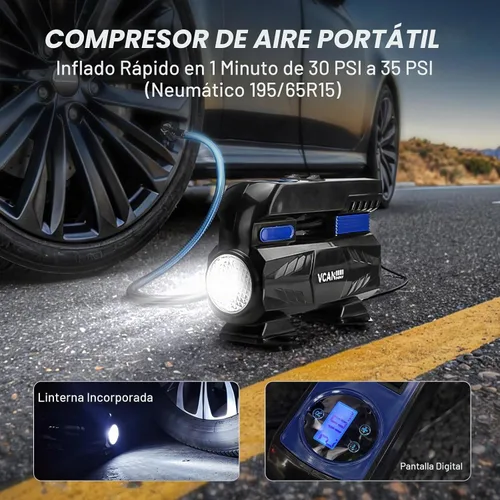 Vista 3 de Bolsa de seguridad de emergencia para automóvil con compresor de aire digital, cables de puente, kit de primeros auxilios, kit de seguridad