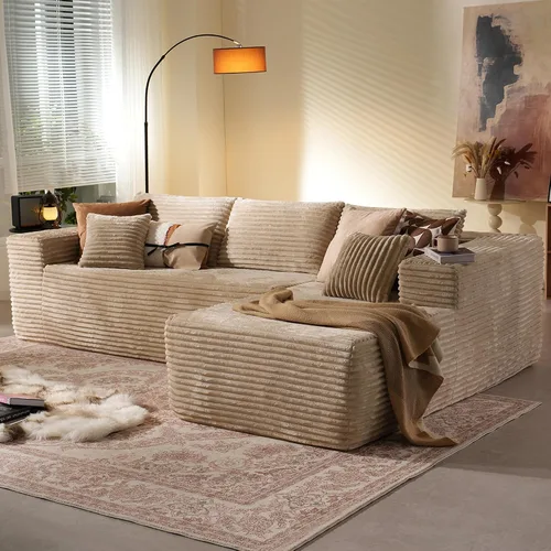 Vista 26 de Sofá modular Cloud de 96 pulgadas con tumbona, asiento profundo en forma de L, moderno sofá cama sin hueso, no requiere montaje, sofás sin hueso