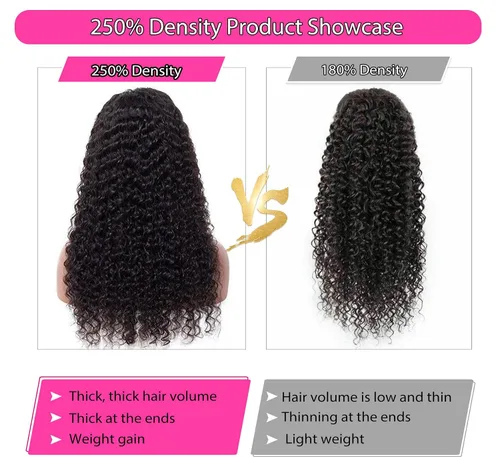 Vista 2 de Pelucas de cabello humano rizado con encaje frontal de densidad 250, pelucas de encaje frontal mojadas y onduladas, pelucas frontales prearrancadas