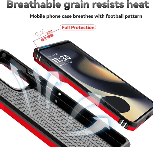 Vista 9 de Funda para Motorola Edge 2024 con cubierta deslizante para cámara, protector de pantalla HD [prueba de caídas de grado militar] Soporte de anillo