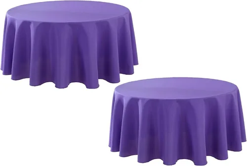 Vista 28 de Paquete de 2 Manteles Redondos de 120 Pulgadas de Carbón, Mantel de Poliéster Lavable para Uso en el Hogar, Fiestas, Bodas o Restaurantes. Gris