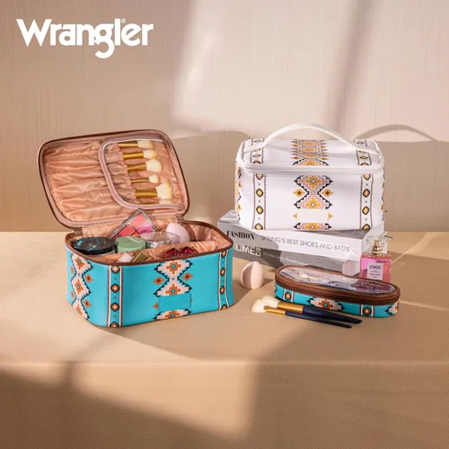 Vista 6 de Wrangler - Bolsa de maquillaje de viaje, 2 piezas, bolsa de cosméticos con Turquesa azteca