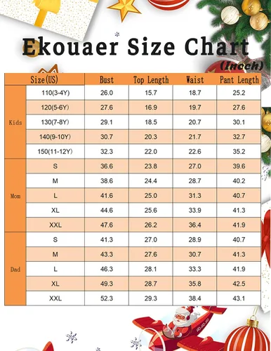 Vista 6 de Ekouaer Family Matching Pajamas Christmas Sleepwear Long Sleeve Sleep Shirt with Long Pants Soft Loungewear Pjs Set