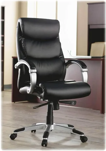 Vista 4 de Lorell Silla de respaldo alto de cuero negro reconstituido ejecutivo