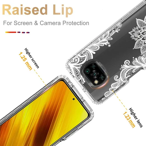 Vista 2 de Funda para Poco X3 NFC/Poco X3 Pro/Poco X3, M2007J20CG con protector de pantalla de vidrio templado, funda protectora de cuerpo completo con bonito