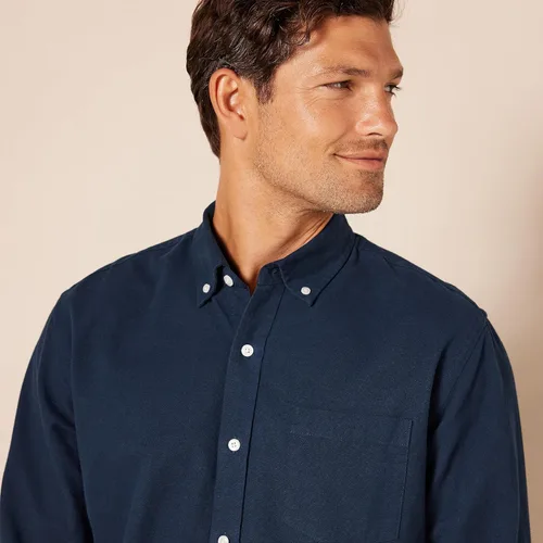 Vista 5 de Camisa Tienda Essentials de tela oxford, de manga larga, ajuste regular, con bolsillo, para hombre