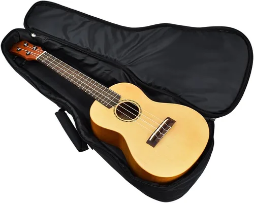 Vista 6 de CLOUDMUSIC Estuche para ukelele Bolsa de concierto Mochila acolchada para soprano 21 pulgadas (Soprano, Negro) Padded, Backpack