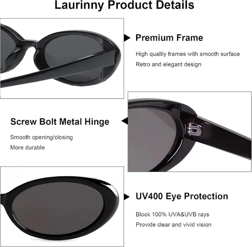 Vista 4 de Gafas de sol de los años 90 para mujeres y hombres, gafas de sol ovaladas