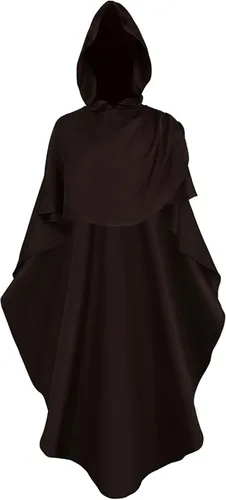 Vista 8 de Ruziyoog Bata medieval con capucha vintage para mujer, bata de longitud completa con capucha para cosplay, Halloween, capa de bruja para usar al