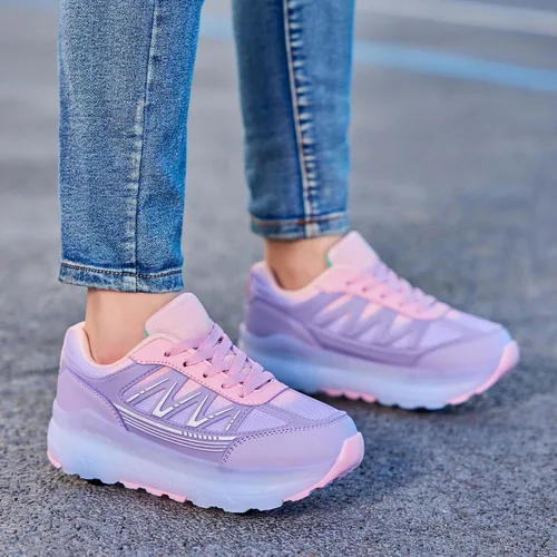 Vista 2 de Zapatos de patinaje para mujeres y niñas, tenis con ruedas desmontables, zapatos deportivos adecuados para Halloween, Navidad, regalos de fiesta