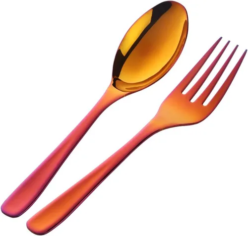 Vista 8 de Buyer Star Utensilios para servir ensaladas, acero inoxidable de 10 pulgadas de mango largo, para bufé, fiesta, catering, cucharas