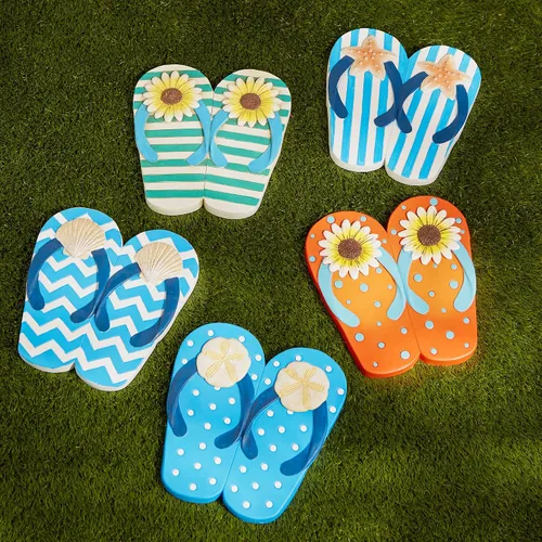 Vista 5 de DII Colección Cement Stepping Stone - Chanclas decorativas coloridas de 9 x 9.5 pulgadas, estrellas de mar