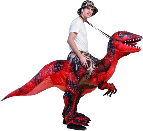 Vista 7 de GOOSH Inflatable Costume for Adults Halloween Costumes Men Women Dinosaur Rider Blow Up Costume for Unisex Godzilla Toy