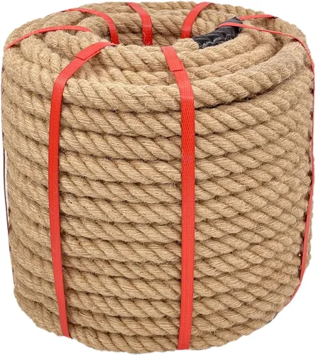 Vista 13 de Cuerda de Cáñamo Natural (1 pulgada x 50 pies) Cuerda de Manila Trenzada Cuerda de Yute Gruesa para Manualidades, Cuerda de Columpio de Porche