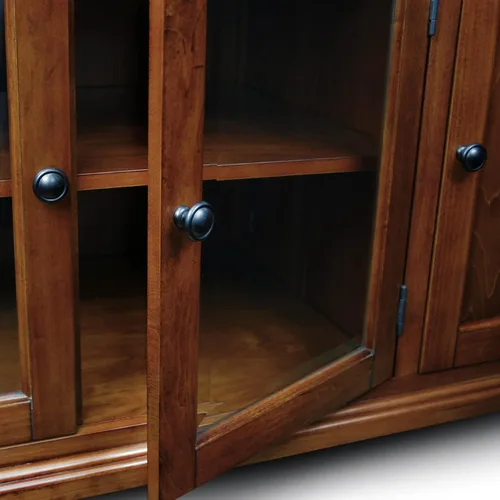 Vista 6 de Leick Home 87360 - Soporte de TV con almacenamiento cerrado para televisores de 65 pulgadas, color marrón cereza Westwood Cereza marrón/negro