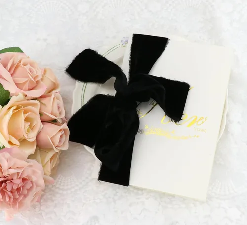 Vista 8 de MAYREEL Cinta de terciopelo negro de 2 pulgadas, cinta desgarrada a mano, borde deshilachado de seda para ramos de novia, invitaciones, libros