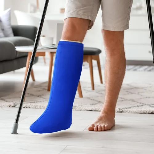 Vista 4 de Shyyween 4 Piezas Fundas para Yeso de Pierna Medianas Cortas Fundas de Calcetín para Yeso Debajo de la Rodilla Manga de Pierna para Pie Hombres Negro