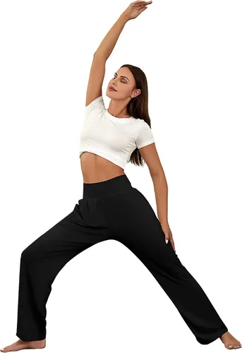 Vista 7 de Neer 3 piezas de pantalones de yoga de pierna ancha para mujer, cómodos, holgados, de cintura alta, pantalones deportivos casuales