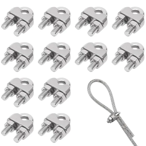 Vista 5 de Venforze Abrazadera de cuerda de alambre de 12PCS M3 1/8 "pulgadas, abrazaderas de cable de alambre de acero inoxidable 304 M3