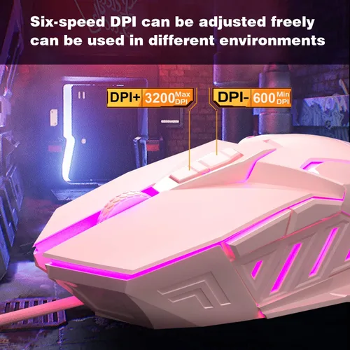 Vista 5 de MageGee G10 Gaming Mouse Wired, 7 Colors Breathing LED Backlit Gaming Mouse, 6 Adjustable DPI (up to 3200 DPI), Ergonomic Optical Computer Mouse