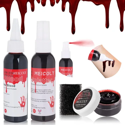 Vista 11 de MEICOLY Látex líquido blanco transparente con esponja para maquillaje de hilo de madera, disfraz de Halloween SFX efectos especiales maquillaje
