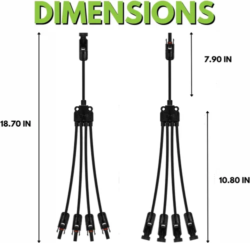 Vista 6 de Los conectores solares originales de rama en Y, conectores paralelos de panel solar extra largos de 1 a 4 cables solares Kit de herramientas