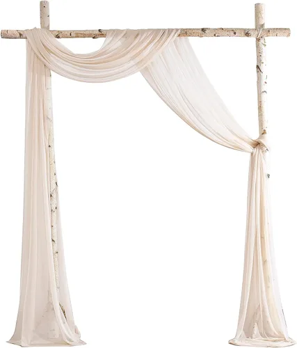 Vista 6 de Floroom Tela drapeada de arco de boda, 2 paneles de 19 pies, cortinas de tela de gasa blanca, decoración de ceremonia de boda, recepción