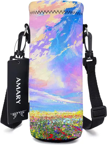 Vista 11 de AMARY - Bolsa de transporte de neopreno para botella de agua, con correa ajustable para el hombro, cubierta aislada para botellas de acero Aves
