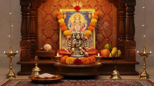 Vista 5 de Craftsofindia® Panchmukhi Hanuman - Estatua pequeña de latón, decoración divina, escultura hindú hecha a mano de 2.5 pulgadas para el altar