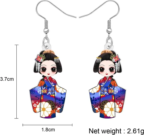 Vista 55 de DUOWEI Aretes de acrílico estilo japonés con diseño de anime para muñeca, colgantes, joyería para mujer
