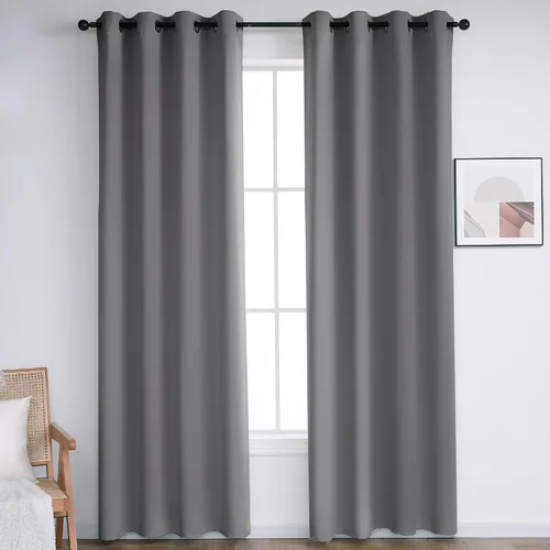 Vista 39 de INLINAS Cortinas opacas para dormitorio, aislamiento térmico, reducción de ruido, juego de 2 paneles de ahorro de energía, beige, 42 pulgadas