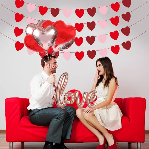 Vista 2 de Guirnalda de corazones para el día de San Valentín, guirnalda de globos para el día de San Valentín, decoración con globos de amor de 40 pulgadas