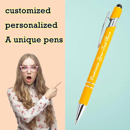 Vista 5 de Bolígrafos personalizados, bolígrafo grabado personalizado con punta de lápiz capacitivo, bolígrafo de tinta retráctil personalizado para escritura