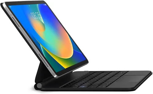 Vista 12 de runelk Funda con teclado para iPad de 10ª generación 2022 y 11ª (A16, 2025) – Teclado estilo mágico con panel multitáctil – Soporte de voladizo