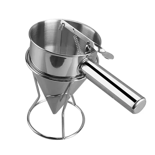 Vista 6 de Embudo de acero inoxidable, herramienta de bolas de pulpo, dispensador de masa para gofres, fabricante de panqueques, herramientas de cocina