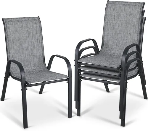 Vista 23 de MAMIZO Sillas de comedor para patio, silla Teslin apilable para todo tipo de clima, juego de sillas transpirables resistentes al aire libre