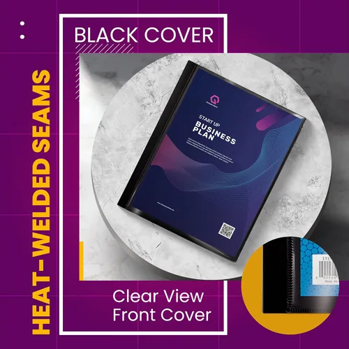 Vista 8 de Better Office Products Libro de presentación encuadernado con 48 bolsillos, con cubierta frontal transparente, 96 páginas protectoras de hojas