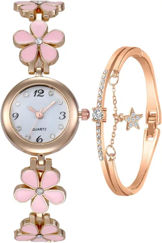 Vista 9 de ADSBIAOYE Reloj de pulsera para mujer, artículo de moda, reloj de cuarzo impermeable con forma de flor