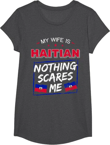 Vista 75 de My Wife Is Haitian Republic of Haiti Heritage Roots - Camiseta con bandera, Negro, S