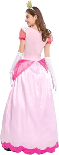 Vista 2 de Women's Princess Dress Up Costume for Halloween Cosplay Party Outfit with Accessories Satin Gown + Crown + Gloves 3PCS