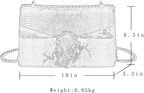 Vista 2 de Bolsos cruzados de cuero de lujo para mujer, con estampado de serpiente, bolso de mano de noche para mujer