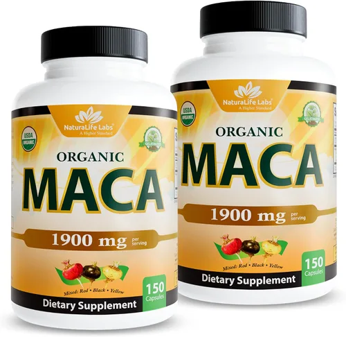 Vista 9 de Cápsulas veganas de maca orgánicas negro, rojo, amarillo, 0,003 oz por cápsula, 150 cápsulas, 100 % puro y natural sin OMG, energizante natural