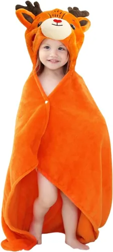 Vista 9 de Manta Vestible con Capucha para Niños Pequeños Toallas con Capucha Suave y Acogedora Manta Vestible con Capucha para Niños y Niñas