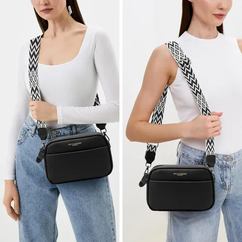Vista 2 de Lushandy Bolsos cruzados de cuero para mujer, bolso cruzado para cámara, bolso de correa gruesa, bolso de hombro pequeño de moda con correa
