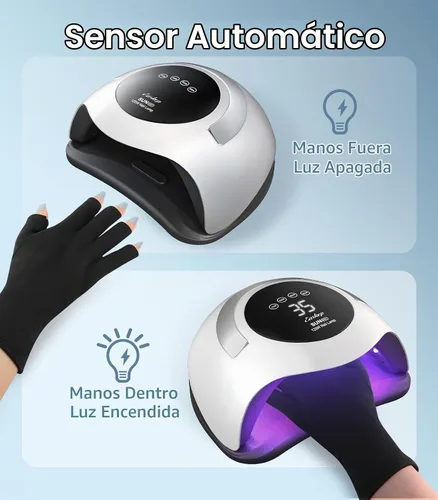 Vista 5 de Easkep Luz UV de 120 W para uñas – Lámpara de uñas UV con guantes Kit de lámpara de secado de uñas para uñas de gel profesional para el hogar