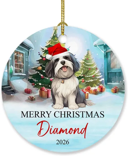 Vista 23 de Adorno personalizado de caniche negro, regalo para perro, mamá, perro, papá, adorno de Navidad único de perro caniche negro 2025, adorno de caniche