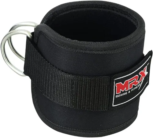 Vista 4 de MRX - Correa de tobillo con anillo en D, polea para levantamiento de pesas, tobillera acolchada, correas de gimnasio