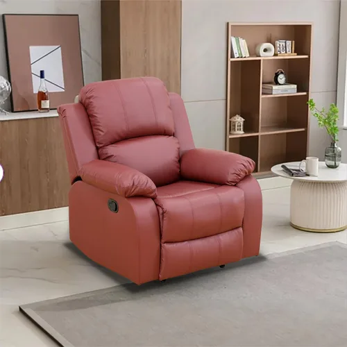 Vista 12 de Juego de Muebles para Sala de Estar, Juego de Sofá Reclinable Manual, Juegos de Sofás Reclinables de Cuero Beige con Mesa Desplegable, Sofá