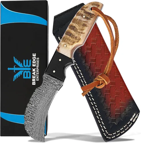Vista 19 de Cuchillo de Hawkbill de Lineman hecho a mano de acero 1095 con funda de cuero, cuchillo de utilidad resistente para electricistas y pelado de cables