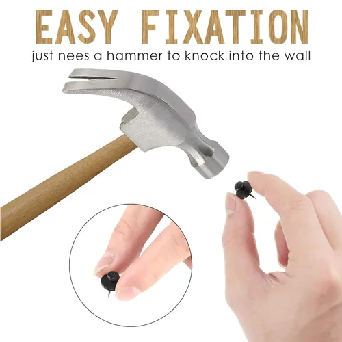 Vista 6 de Ganchos de pared para colgar fotos, ganchos de pared de doble cabeza, ganchos para colgar fotos, clavos, ganchos pequeños para colgar fotos, Negro